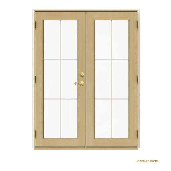 JELD-WEN 60 in. x 80 in. W-2500 Vanilla Clad Wood Right-Hand 6 Lite French Patio Door w/Unfinished Interior