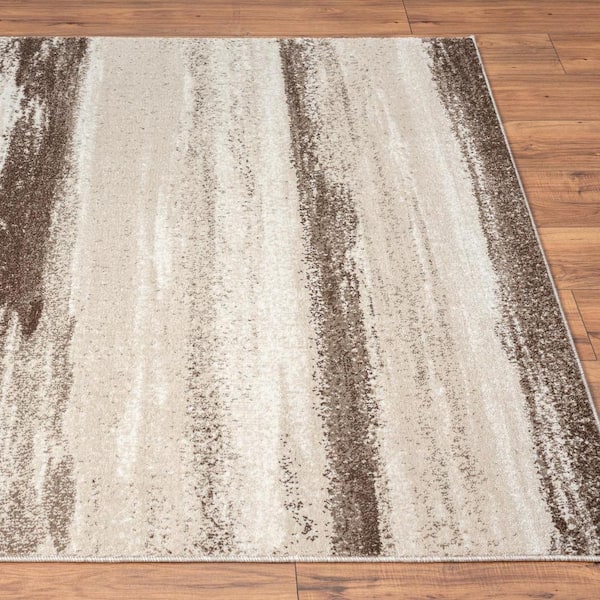 Straten Abstract Design Modern Cream/Beige Area Rug 17 Stories Rug Size: Rectangle 6'7 x 9