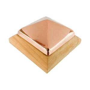 Miterless 4 in. x 4 in. Untreated Wood Slip Over Fence Post Cap with Copper Pyramid