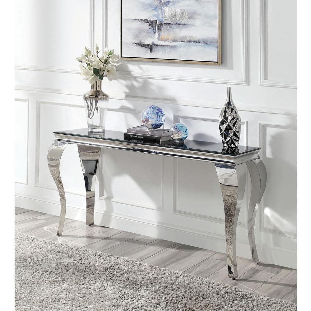 Silver and glass console table discount