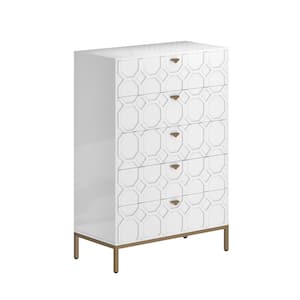 49.2 in. H Freestanding Storage Cabinet White 5 Drawer Accent Cabinet
