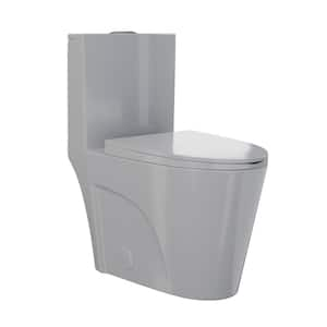 St. Tropez 1-Piece Elongated Toilet Vortex Dual-Flush 1.1/1.6 GPF in Glossy Grey Seat Included