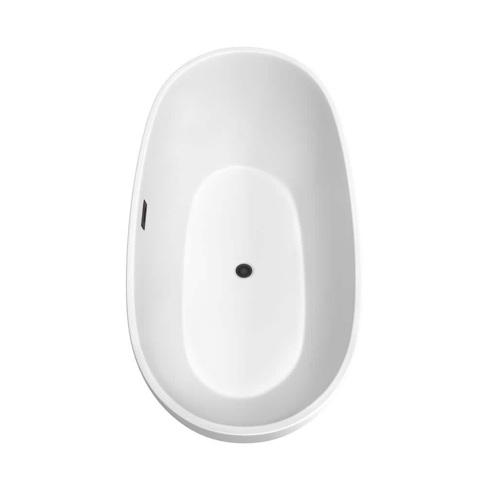 Juno 67 Inch Matte White Acrylic Freestanding Bathtub with Matte Black Trim