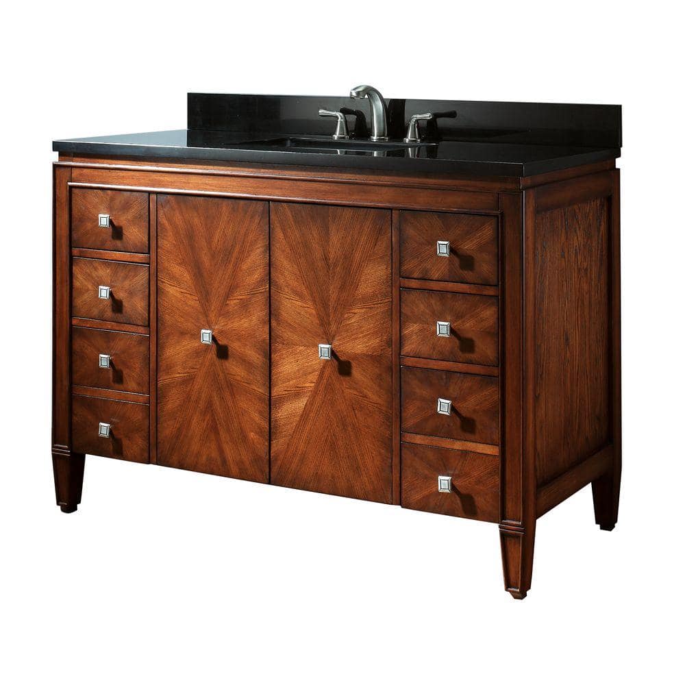 Avanity Brentwood 49 in. W x 22 in. D x 35 in. H Vanity in New Walnut with Granite Vanity Top in Black and White Basin -  BRENTWOODVS49-A
