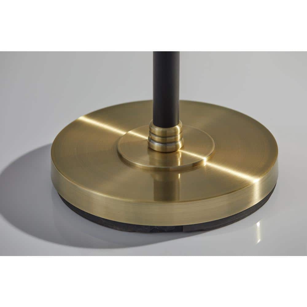 71" Black and Antique Brass Torchiere Floor Lamp with Frosted Glass Shade