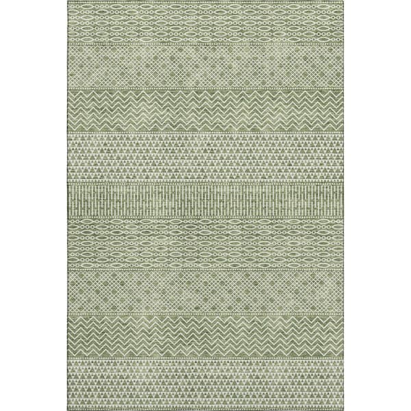 Mayfield Premium Machine Washable Abstract AMF939 Green 8 ft. x 10 ft. Area Rug