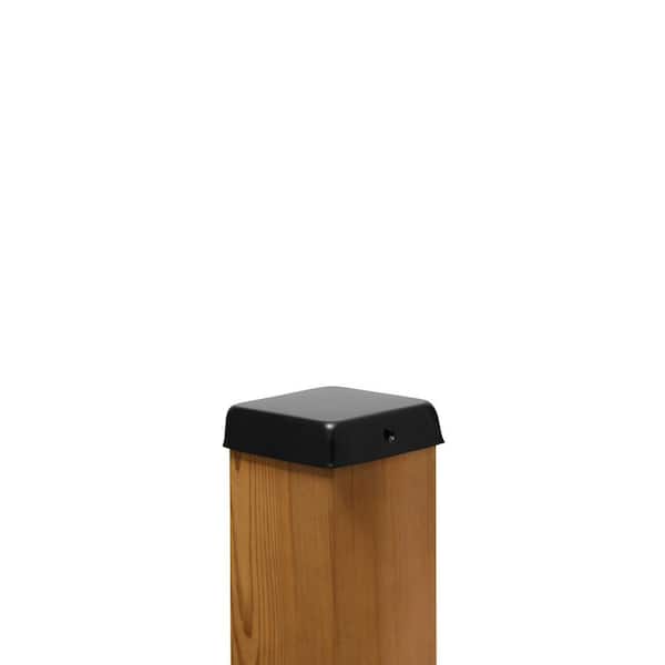 4 in. x 4 in. Black Stainless Steel Flat Top Post Cap with 3/4 in. Lip