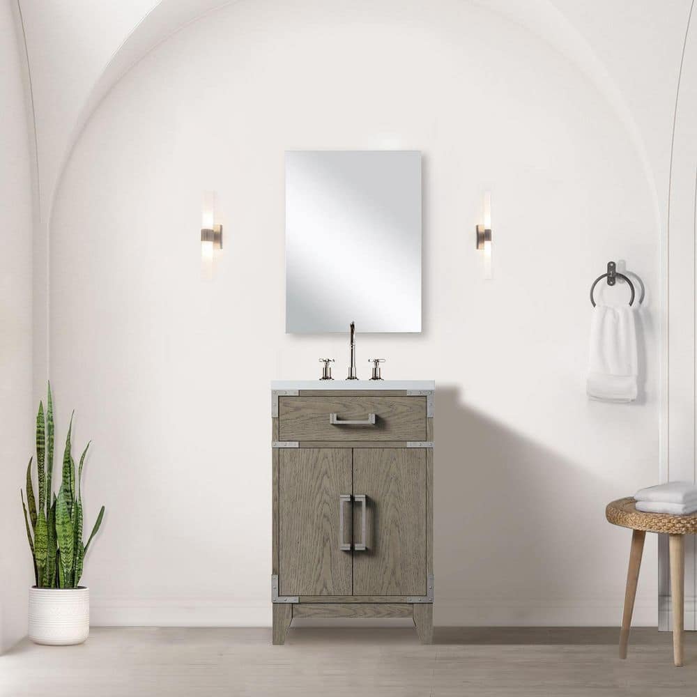 Fossa 20 in W x 18 in D Grey Oak Single Bath Vanity with Acrylic Top, and Faucet Set price history on PriceWatchPro