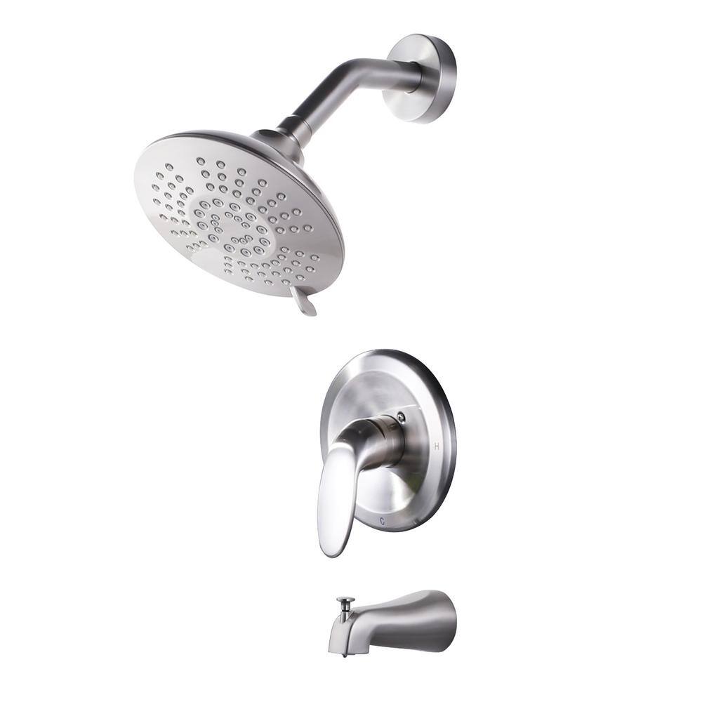 Single Handle 5-Spray Tub and Shower Faucet 1.8 GPM with 360° Swivel Head in Spot Resist Brushed Nickel (Valve Included) price history on PriceWatchPro