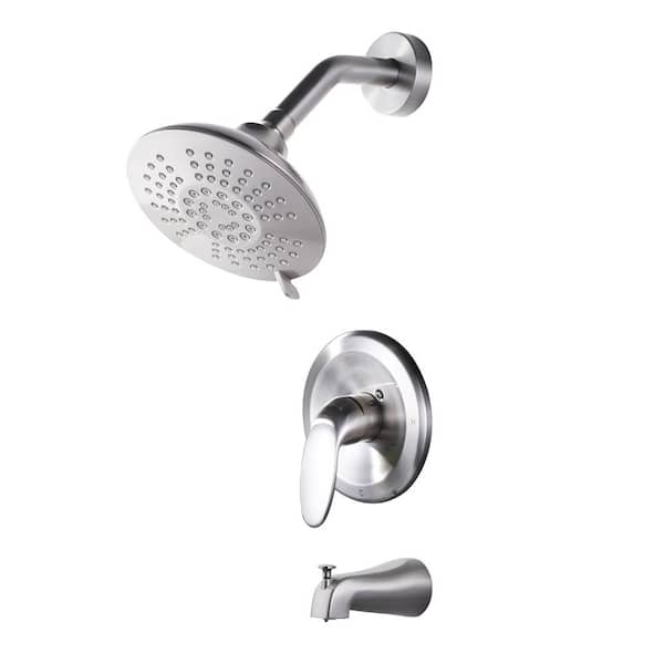 AVITAS Single Handle 5-Spray Tub and Shower Faucet 1.8 GPM with 360° Swivel Head in Spot Resist Brushed Nickel (Valve Included)