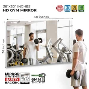 HD Tempered Gym Mirror 1/4 in. Thick 36 in. W x 60 in. H Safety-Backed Dance Studio Wall Mirror