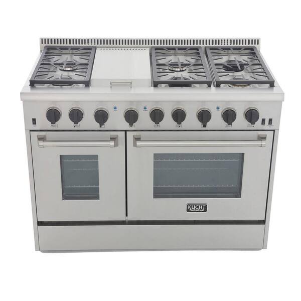 Kucht Pro-Style 48 in. 6.7 cu. ft. Double Oven Propane Gas Range with Griddle and Convection Oven in Stainless Steel