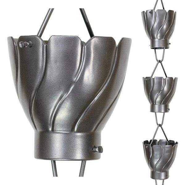 Monarch Rain Chains 81/2 ft. L Pewter Aluminum Akira Rain Chain 19435