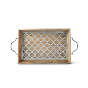 26-Inch Long by 14-Inch Wide Wood and Metal Heritage Collection Tray
