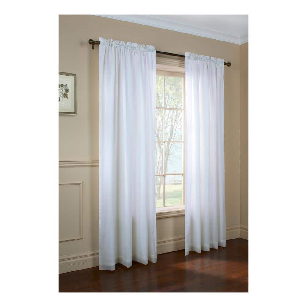 Rhapsody White 54 in. W x 72 in. L Lined Rod Pocket Sheer Curtain Panel (Si