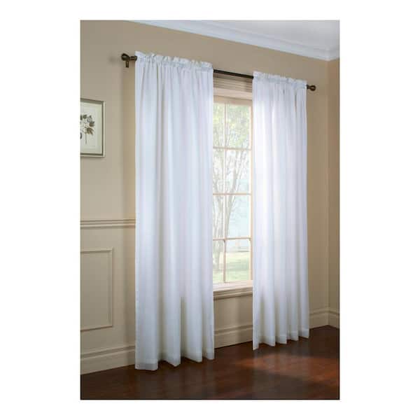 Rhapsody White 54 in. W x 84 in. L Lined Rod Pocket Sheer Curtain Panel (Single Panel)
