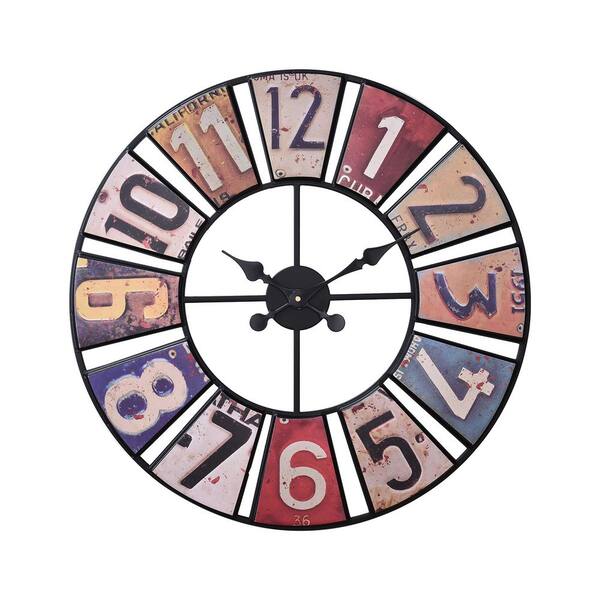 RRTYO Aljosha Oversized Multicolor Metal Wall Rustic Pendulum Clock