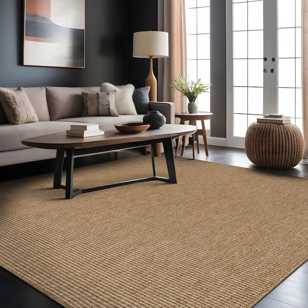 Terra Fiber Easy Jute Natural 5 ft. x 7 ft. Solid Indoor Outdoor Area Rug