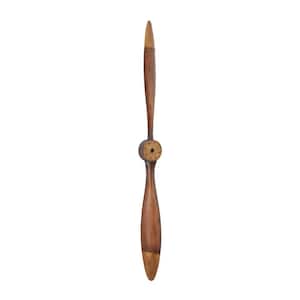 4 in. x  48 in. Metal Brown 2 Blade Airplane Propeller Wall Decor with Aviation Detailing