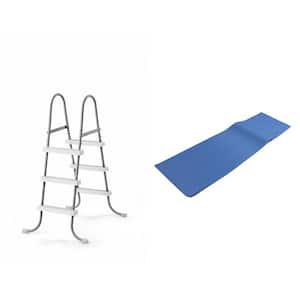 A-Frame Steel Ladder 3-Step 42 in. for Above Ground Pool with 36 in. Protective Pool Ladder Mat