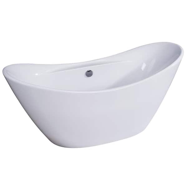 Aqua Eden Fusion 67.7 in. Acrylic Double Slipper Flatbottom Bathtub in White