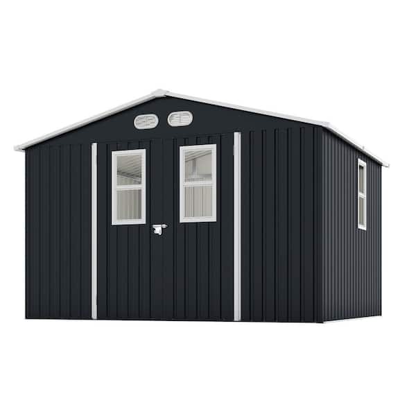 8 ft. W x 10 ft. D Metal Shed with Four Daylight Windows Lockable Doors, A practical (80 sq. ft. )