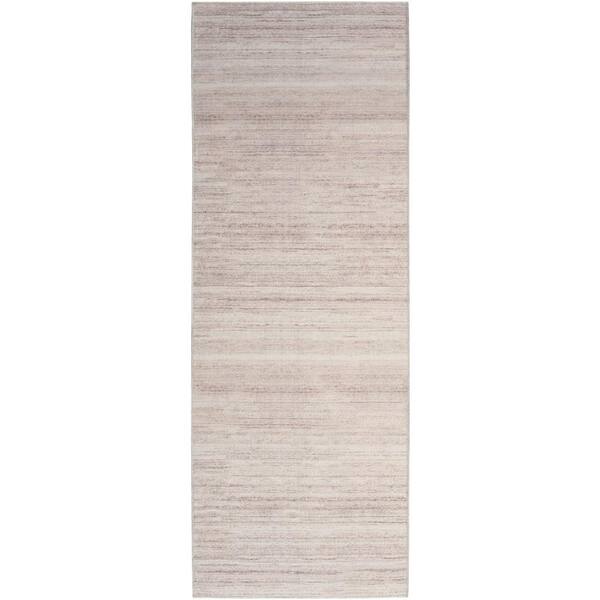 Nourison Home Washable Essentials Ivory Mocha 2 ft. x 8 ft. All-over design Contemporary Runner Area Rug