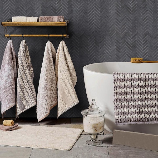 Jeffrey Court Basalt Herringbone Gray 11 in. x 10 in. x 8 mm Honed Basalt Mosaic Wall/Floor Tile