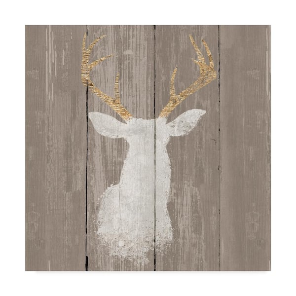 Trademark Fine Art 18 in. x 18 in. Precious Antlers I On Gray Wood by Wellington Studio Floater Frame Animal Wall Art