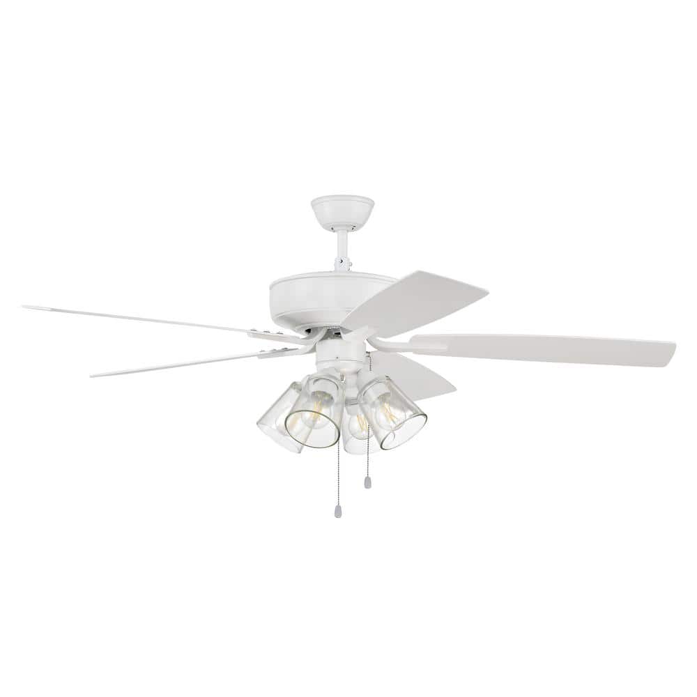 White 52'' Ceiling Fan with LED Light Kit and Reversible Blades