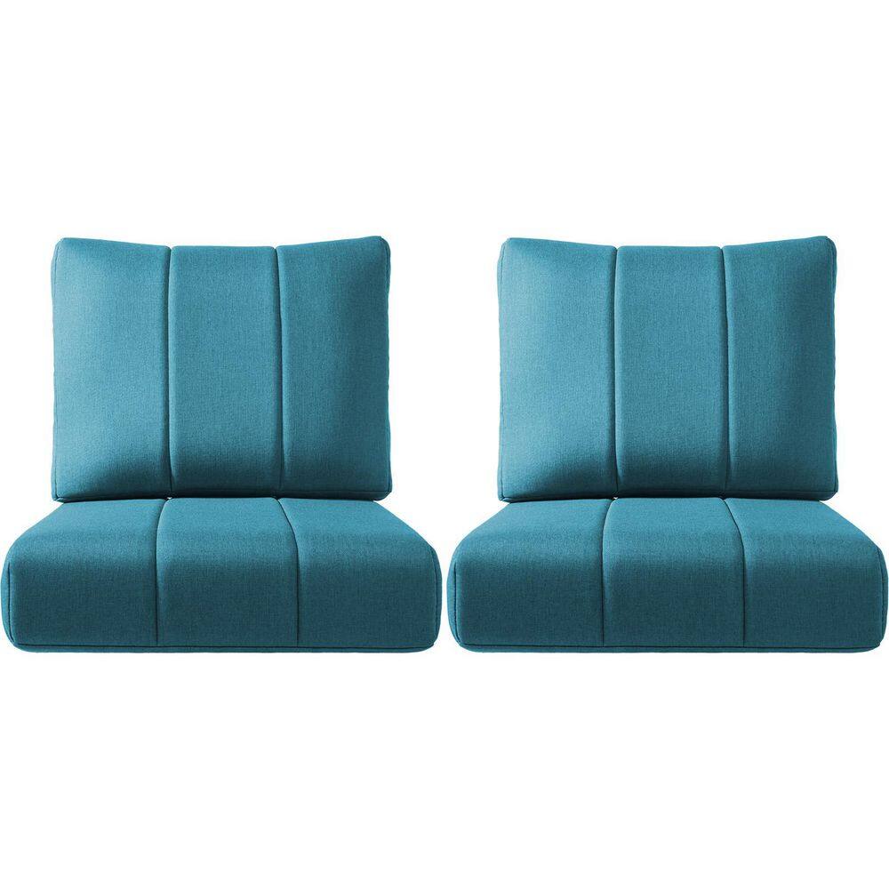Ivora 24 in. W x 24 in. D x 6 in. T 4-Piece Water Resistant Outdoor Lounge Chair Replacement Cushion Set in Peacock Blue price history on PriceWatchPro