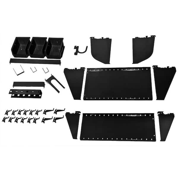 Wall Control 1 in. Vertical Black Slotted Metal Pegboard Workstation Accessory Kit
