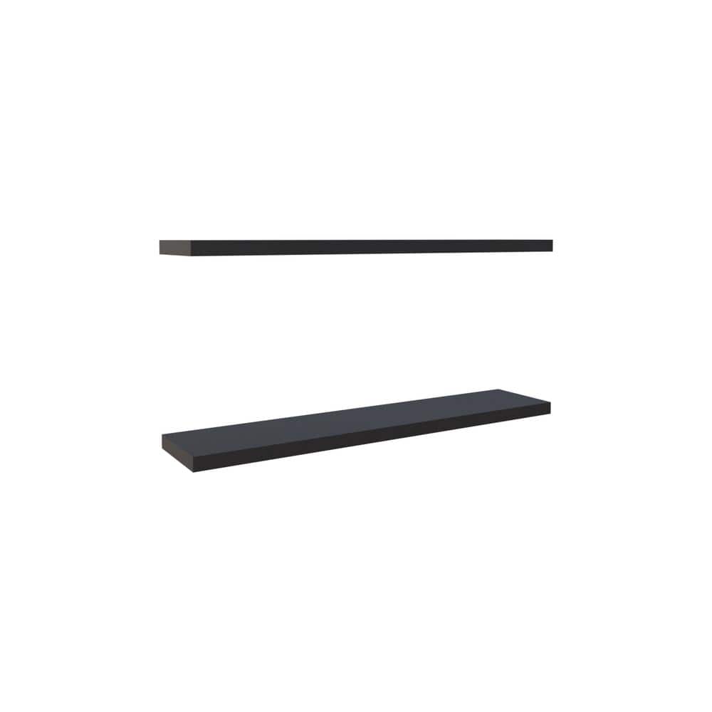 47.3 in. W x 9.8 in. D Black Decorative Wall Shelf Floating Shelf Set of 2,