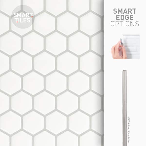Smart Tiles Contemporary White Hexagon Peel and Stick Tile Backsplash  SM1038 