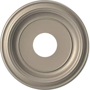 Traditional 13 in. O.D. x 3-1/2 in. I.D. x 1-1/4 in. P Thermoformed PVC Ceiling Medallion Metallic Silver Metallic