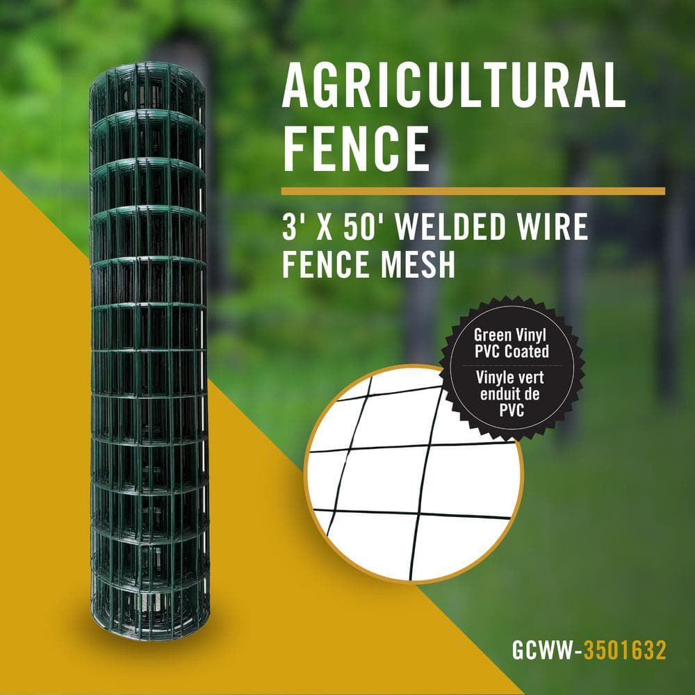 Green Vinyl PVC Coated Welded Wire Fence Mesh 3' x 50'