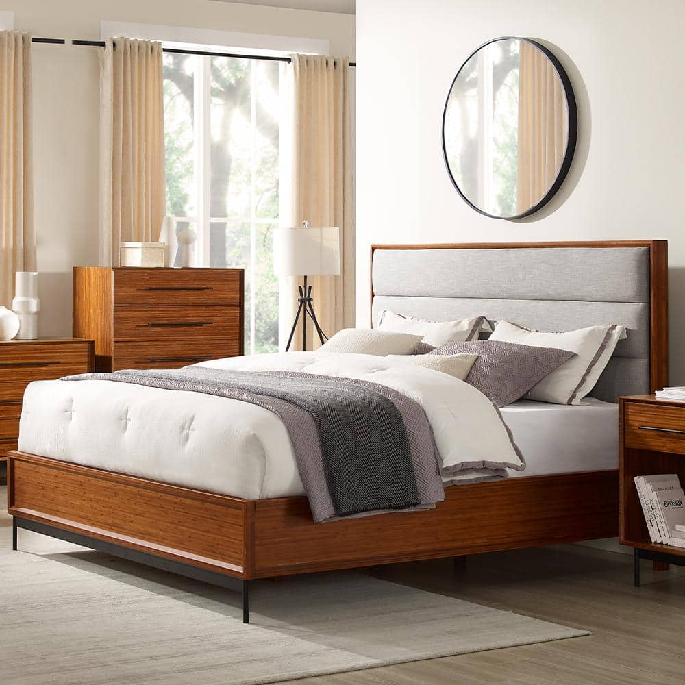 Dakota Brown Copper Wood Frame King Platform Bed