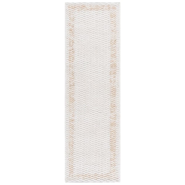 Natura 2 ft. x 8 ft. Beige/Ivory Modern Chevron Border Runner Rug