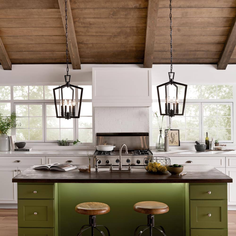 Abbotswell Black 19" 4-Light Open Cage Pendant