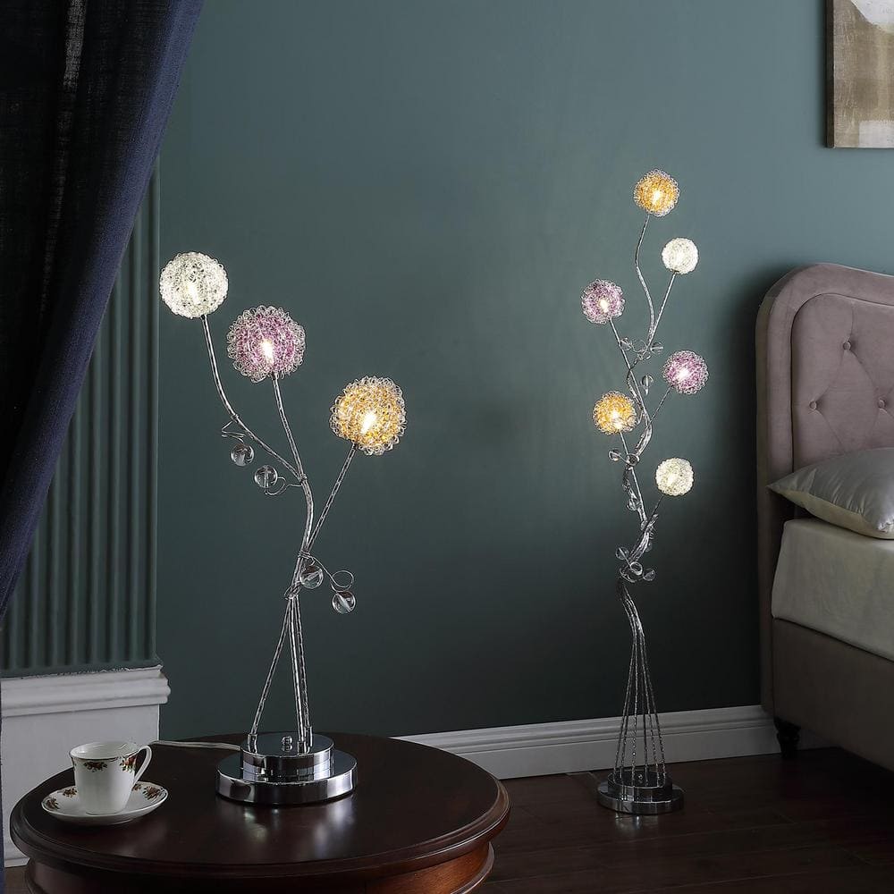 Zeus 58.5" Silver Aluminum Floral LED Floor Lamp