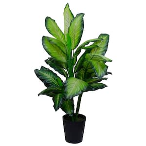 50 in. Artificial Wide Leaf Green Dieffenbachia Potted Plant