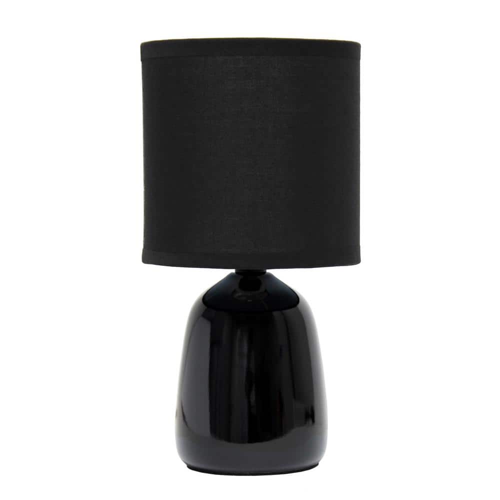 10.04" Black Ceramic Nightstand Lamp with Barrel Shade
