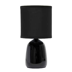 10.04 in. Black Tall Traditional Ceramic Thimble Base Bedside Table Desk Lamp with Matching Fabric Shade