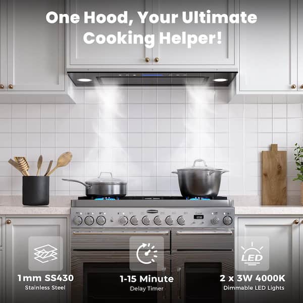 INATECK 30 in. 900 CFM Convertible Insert Range Hood with 4-Speed