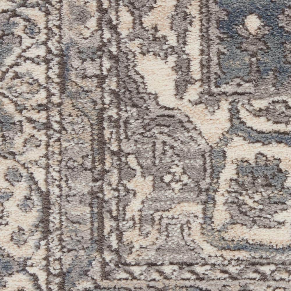 Elegance Reversible Gray Synthetic 2'2" x 10' Area Rug
