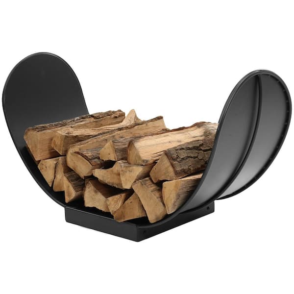 Sunnydaze 3 ft. Curved Steel Outdoor Firewood Storage Log Rack in Black