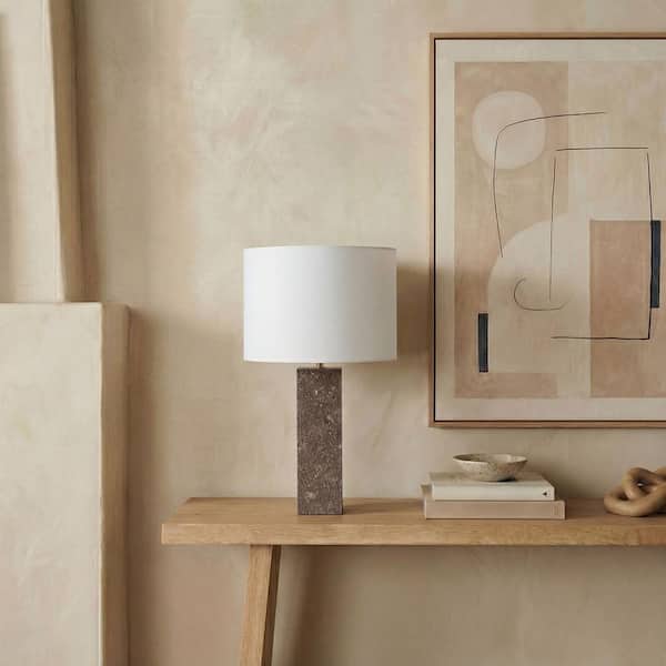 Feliciano 26 in. Dark Brown/White Table Lamp for Living Room