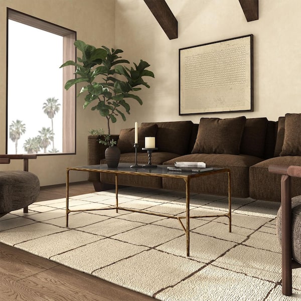 Jessa 22 in. Brass Rectangle Glass Coffee Table