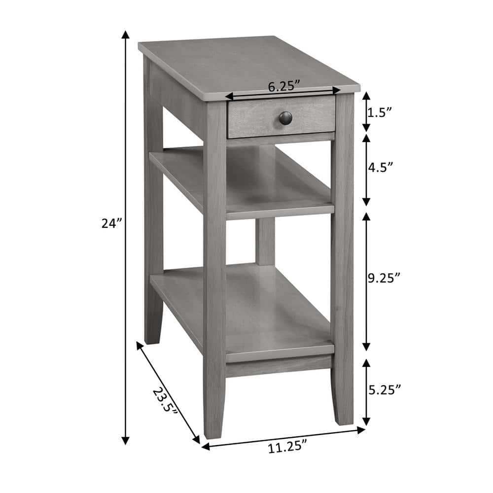 Natural Rubberwood End Table with Charging Station and Shelves