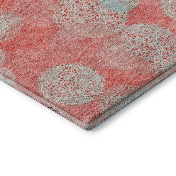 Mayfield Premium Machine Washable Abstract AMF977 Salmon 8 ft. x 10 ft. Area Rug